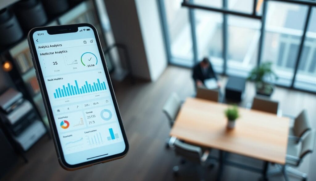 A-well-lit-overhead-view-of-a-smartphone-screen-displaying-mobile-application-analytics-with-a-1024x585 ip-label : Solution d'Analyse de Performance pour Entreprises