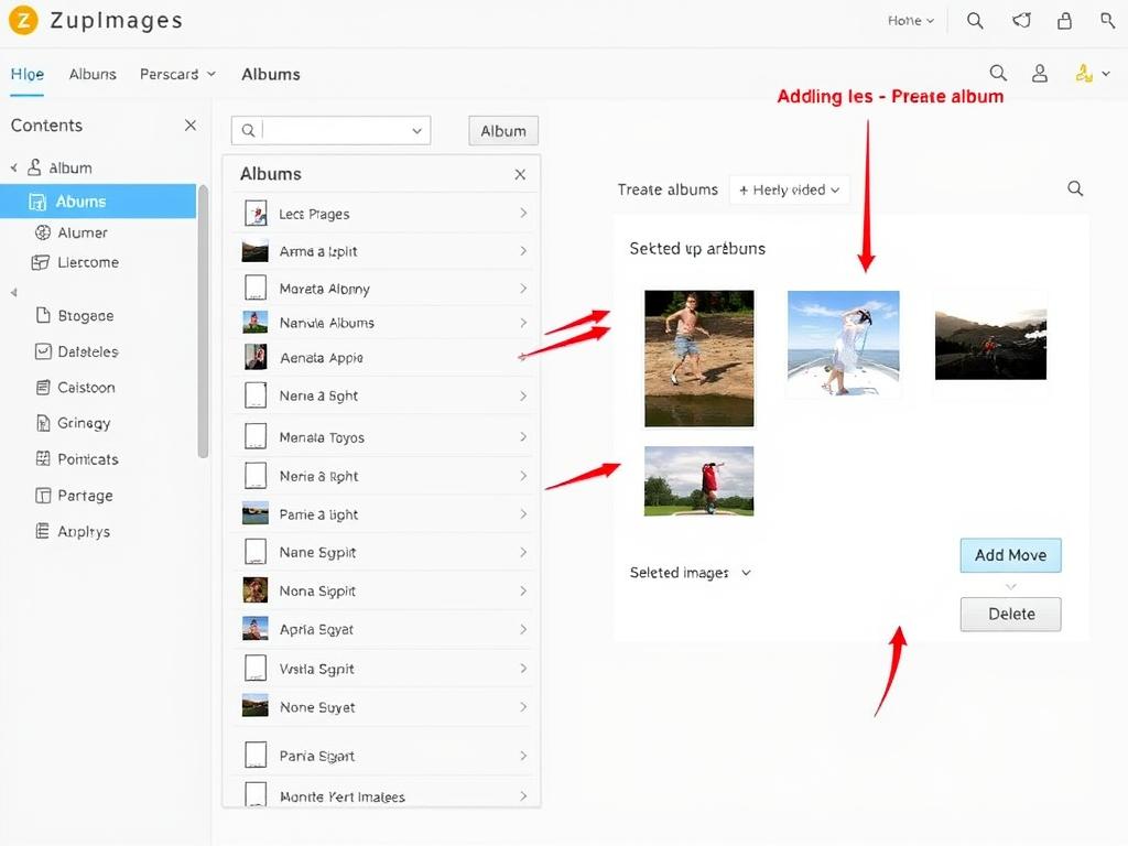 Interface de gestion d'albums sur ZupImages Interface de gestion d'albums sur ZupImages
