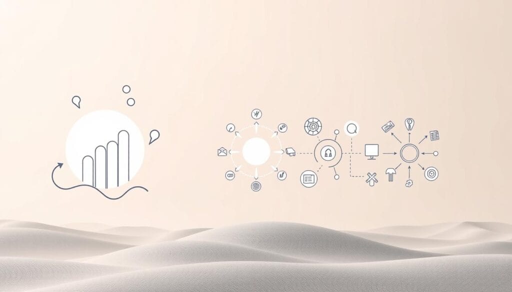 A contemporary business strategy diagram set against a soft, minimalist background. In the foreground, a stylized visual representation of a fundraising campaign, with fluid shapes and lines suggesting the intricacies of the funding process. In the middle ground, a series of interconnected icons and symbols that convey the key elements of a successful business model. The background features a subtly textured, gradient-based landscape, creating a sense of depth and balance. The overall composition should exude a sense of professionalism, innovation, and strategic thinking, reflecting the topic of the article section.