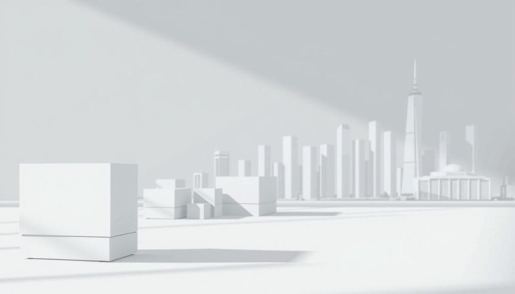 A modern, minimalist illustration of a scalable business model. In the foreground, a clean, geometric representation of a company's core offering or service, rendered in a neutral color palette. In the middle ground, a series of interconnected modules or building blocks, symbolizing the modular, adaptable nature of the business. In the background, a sleek, architectural cityscape, hinting at the expansive growth potential of the scalable model. Soft, directional lighting casts subtle shadows, creating depth and a sense of structure. The overall impression is one of efficiency, modularity, and unlimited scalability.