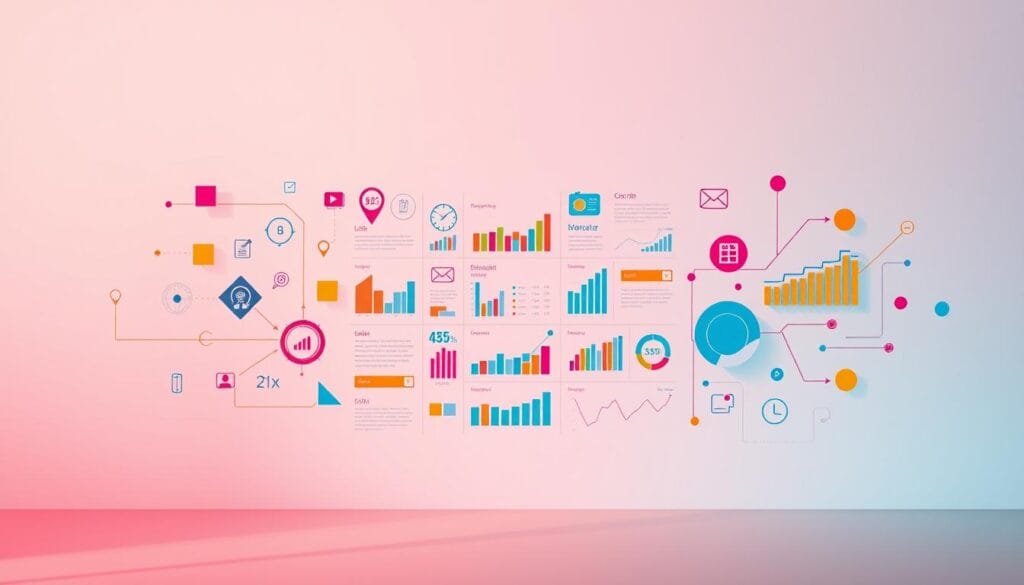 A vibrant, impactful infographic set against a clean, minimalist background. In the foreground, a dynamic arrangement of geometric shapes, lines, and icons in a captivating color palette, conveying a sense of motion and energy. The middle ground features well-organized data visualizations, charts, and graphs, presenting information in a visually striking and easily digestible manner. Subtle lighting casts subtle shadows, adding depth and dimension to the composition. The overall mood is one of clarity, sophistication, and visual engagement, perfectly suited to capture the audience's attention and effectively communicate the key insights.