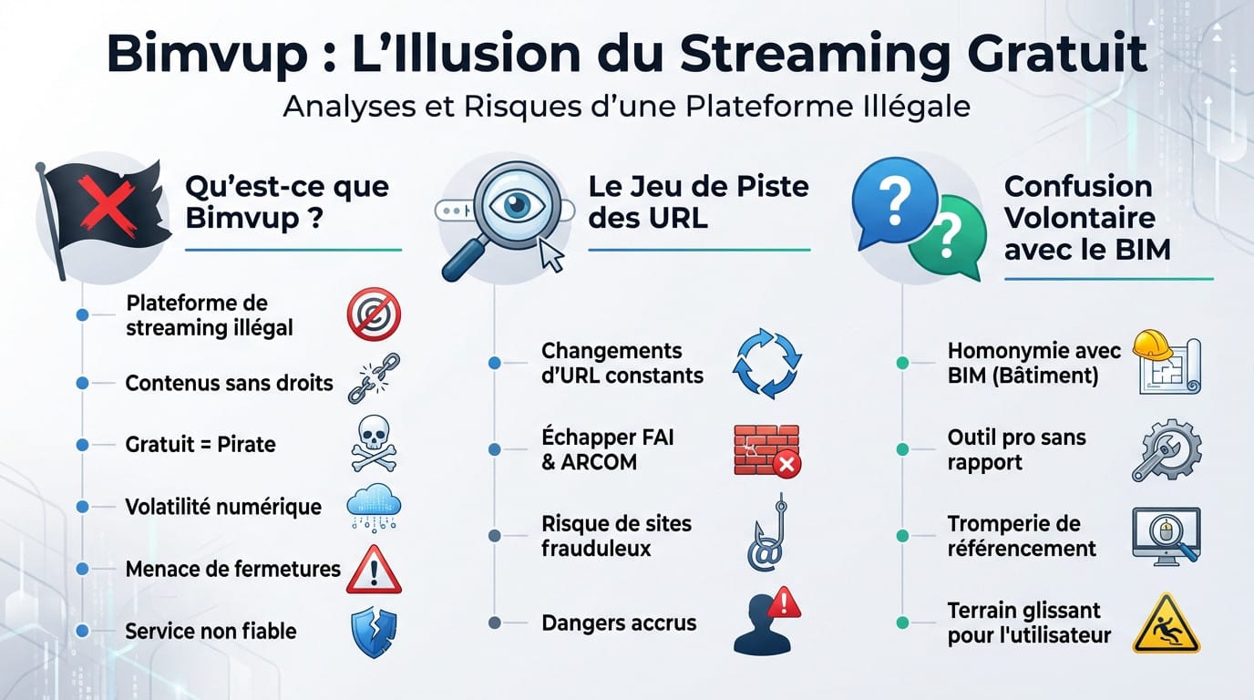 Illustration de Bimvup révélant les dangers cachés derrière le streaming illégal