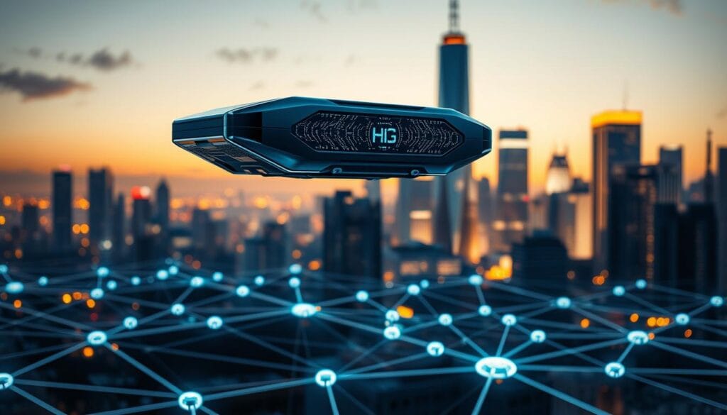 A dynamic technological landscape with digital disruptions at its core. In the foreground, a futuristic device hovers, its sleek design and holographic interface emblematic of cutting-edge innovation. The middle ground features a network of interconnected nodes, pulsing with digital energy, representing the web of digital transformations. In the background, a cityscape with towering skyscrapers and glowing neon accents, symbolizing the urban epicenter of technological advancements. The lighting is crisp and directional, casting dramatic shadows and highlighting the interplay of analog and digital elements. The overall atmosphere conveys a sense of progress, possibility, and the transformative power of digital disruptions. A dynamic technological landscape with digital disruptions at its core. In the foreground, a futuristic device hovers, its sleek design and holographic interface emblematic of cutting-edge innovation. The middle ground features a network of interconnected nodes, pulsing with digital energy, representing the web of digital transformations. In the background, a cityscape with towering skyscrapers and glowing neon accents, symbolizing the urban epicenter of technological advancements. The lighting is crisp and directional, casting dramatic shadows and highlighting the interplay of analog and digital elements. The overall atmosphere conveys a sense of progress, possibility, and the transformative power of digital disruptions.