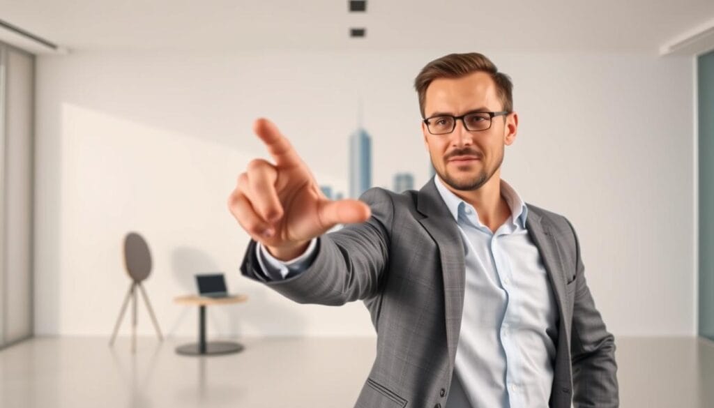 A dynamic and focused business strategy unfolding against a crisp, minimalist backdrop. In the foreground, a determined professional gestures confidently, their expression radiating purpose and poise. The middle ground showcases a sleek, modern office setting - clean lines, muted tones, and subtle technological accents. In the background, a cityscape rises, symbolic of the growth and expansion this effective prospecting approach will inspire. Soft, directional lighting illuminates the scene, creating depth and emphasizing the sense of strategic intent. The overall mood is one of professionalism, efficacy, and a clear path forward. A dynamic and focused business strategy unfolding against a crisp, minimalist backdrop. In the foreground, a determined professional gestures confidently, their expression radiating purpose and poise. The middle ground showcases a sleek, modern office setting - clean lines, muted tones, and subtle technological accents. In the background, a cityscape rises, symbolic of the growth and expansion this effective prospecting approach will inspire. Soft, directional lighting illuminates the scene, creating depth and emphasizing the sense of strategic intent. The overall mood is one of professionalism, efficacy, and a clear path forward.